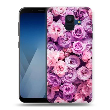 Силиконовый противоударный чехол на Samsung Galaxy A6 с принтом лавандовые розы Силиконовый противоударный чехол на Samsung Galaxy A6 с принтом лавандовые розы