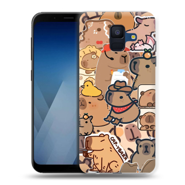 Силиконовый противоударный чехол на Samsung Galaxy A6 с принтом капибара
