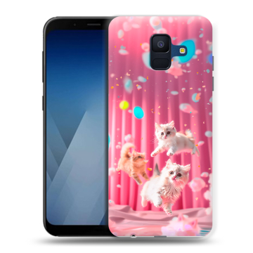 Силиконовый противоударный чехол на Samsung Galaxy A6 с принтом милые котики Силиконовый противоударный чехол на Samsung Galaxy A6 с принтом милые котики