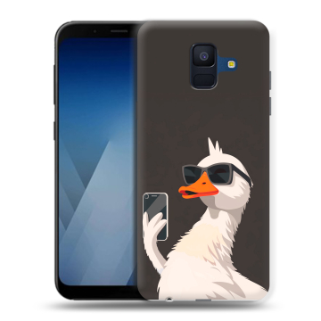 Силиконовый противоударный чехол на Samsung Galaxy A6 с принтом утка в очках Силиконовый противоударный чехол на Samsung Galaxy A6 с принтом утка в очках