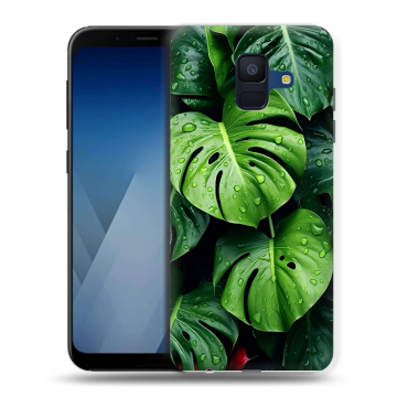 Силиконовый противоударный чехол на Samsung Galaxy A6 с принтом Листья