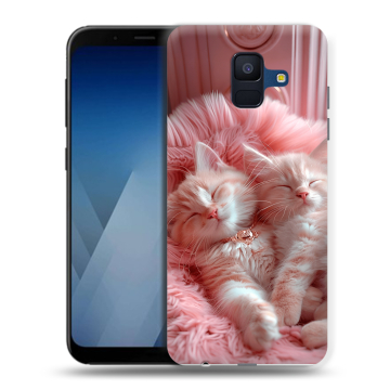 Силиконовый противоударный чехол на Samsung Galaxy A6 с принтом котята котики