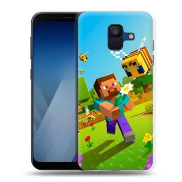 Силиконовый противоударный чехол на Samsung Galaxy A6 с принтом Майнкрафт Minecraft Силиконовый противоударный чехол на Samsung Galaxy A6 с принтом Майнкрафт Minecraft