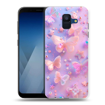 Силиконовый противоударный чехол на Samsung Galaxy A6 с принтом Бабочки Силиконовый противоударный чехол на Samsung Galaxy A6 с принтом Бабочки