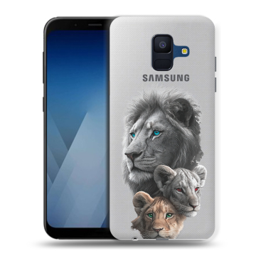 Силиконовый противоударный чехол на Samsung Galaxy A6 с принтом Львы Силиконовый противоударный чехол на Samsung Galaxy A6 с принтом Львы