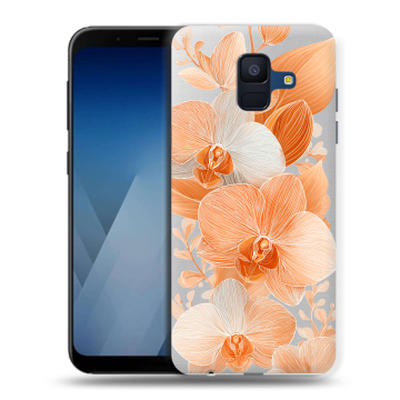 Силиконовый противоударный чехол на Samsung Galaxy A6 с принтом Бежевые цветы Силиконовый противоударный чехол на Samsung Galaxy A6 с принтом Бежевые цветы