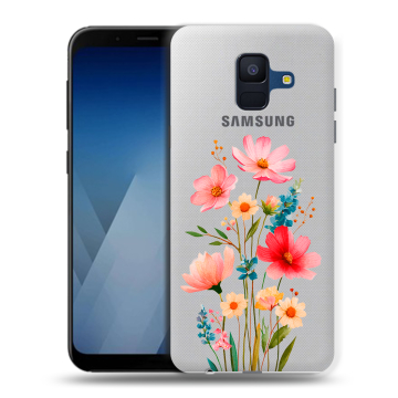 Силиконовый противоударный чехол на Samsung Galaxy A6 с принтом Цветы Силиконовый противоударный чехол на Samsung Galaxy A6 с принтом Цветы
