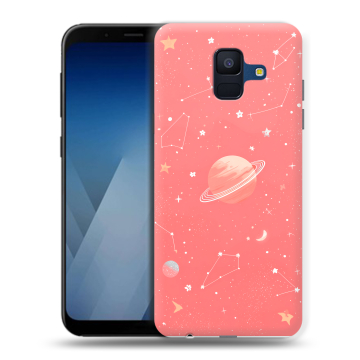 Силиконовый противоударный чехол на Samsung Galaxy A6 с принтом Розовый космос Силиконовый противоударный чехол на Samsung Galaxy A6 с принтом Розовый космос
