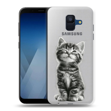 Силиконовый противоударный чехол на Samsung Galaxy A6 с принтом Котенок