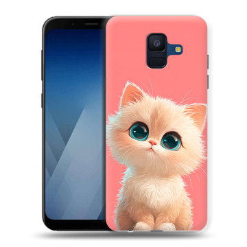 Силиконовый противоударный чехол на Samsung Galaxy A6 с принтом Розовый котенок Силиконовый противоударный чехол на Samsung Galaxy A6 с принтом Розовый котенок