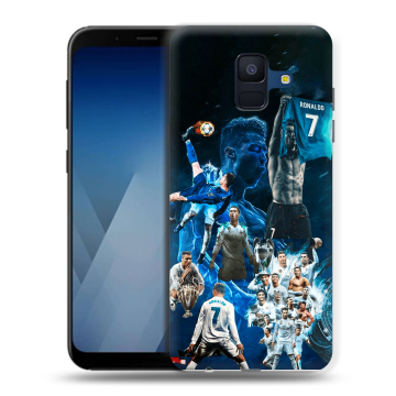 Силиконовый противоударный чехол на Samsung Galaxy A6 с принтом Реал Роналдо