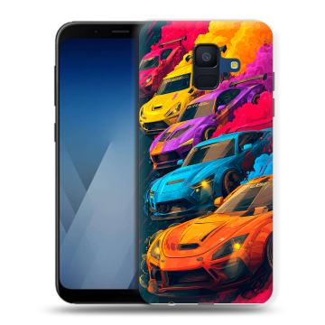 Силиконовый противоударный чехол на Samsung Galaxy A6 с принтом Тачки Силиконовый противоударный чехол на Samsung Galaxy A6 с принтом Тачки