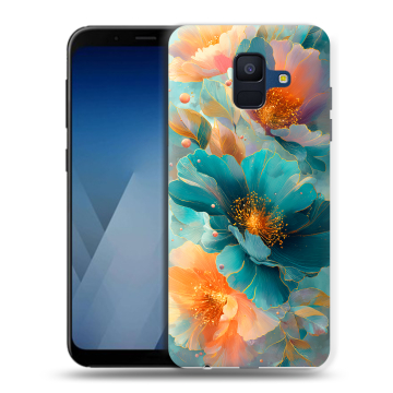 Силиконовый противоударный чехол на Samsung Galaxy A6 с принтом Цветы Силиконовый противоударный чехол на Samsung Galaxy A6 с принтом Цветы