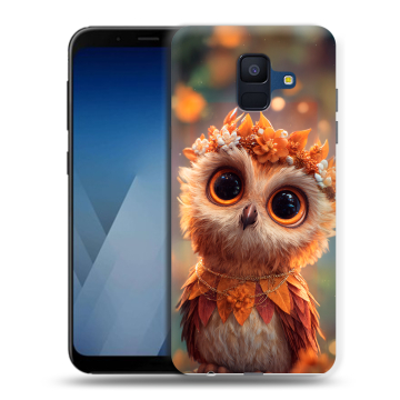 Силиконовый противоударный чехол на Samsung Galaxy A6 с принтом Милая сова Силиконовый противоударный чехол на Samsung Galaxy A6 с принтом Милая сова