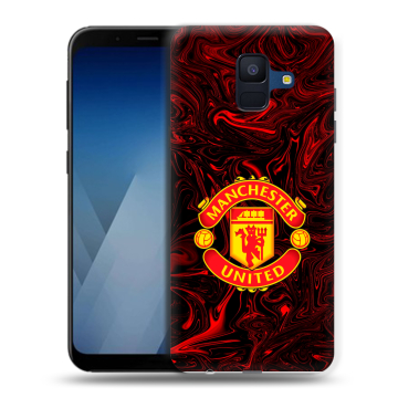 Силиконовый противоударный чехол на Samsung Galaxy A6 с принтом Manchester United Силиконовый противоударный чехол на Samsung Galaxy A6 с принтом Manchester United