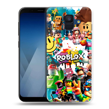 Силиконовый противоударный чехол на Samsung Galaxy A6 с принтом Roblox Роблокс