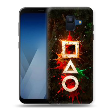 Силиконовый противоударный чехол на Samsung Galaxy A6 с принтом Squid Game Игра кальмара