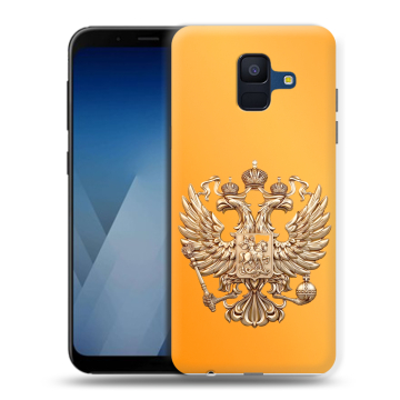 Силиконовый противоударный чехол на Samsung Galaxy A6 с принтом Герб Флаг России Силиконовый противоударный чехол на Samsung Galaxy A6 с принтом Герб Флаг России