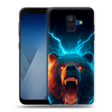 Силиконовый противоударный чехол на Samsung Galaxy A6 с принтом Медведь Силиконовый противоударный чехол на Samsung Galaxy A6 с принтом Медведь