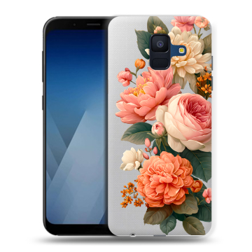 Силиконовый противоударный чехол на Samsung Galaxy A6 с принтом цветы Силиконовый противоударный чехол на Samsung Galaxy A6 с принтом цветы