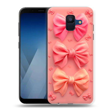 Силиконовый противоударный чехол на Samsung Galaxy A6 с принтом Розовые бантики