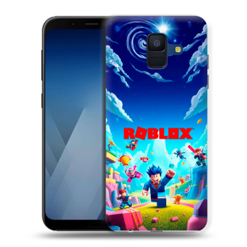 Силиконовый противоударный чехол на Samsung Galaxy A6 с принтом Roblox Роблокс