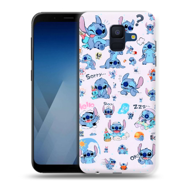 Силиконовый противоударный чехол на Samsung Galaxy A6 с принтом Лило и Стич Силиконовый противоударный чехол на Samsung Galaxy A6 с принтом Лило и Стич
