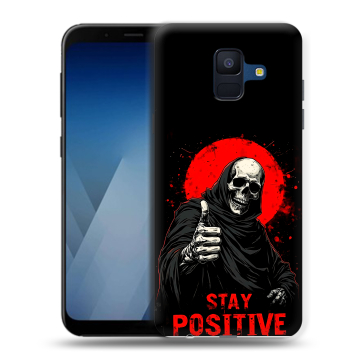 Силиконовый противоударный чехол на Samsung Galaxy A6 с принтом смешной скелет Силиконовый противоударный чехол на Samsung Galaxy A6 с принтом смешной скелет
