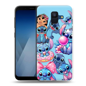 Силиконовый противоударный чехол на Samsung Galaxy A6 с принтом Лило и Стич Силиконовый противоударный чехол на Samsung Galaxy A6 с принтом Лило и Стич