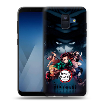 Силиконовый противоударный чехол на Samsung Galaxy A6 с принтом Demon Slayer Клинок рассекающий демонов