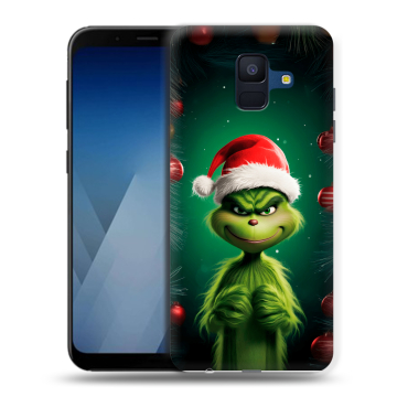 Силиконовый противоударный чехол на Samsung Galaxy A6 с принтом Гринч Новый год Рождество Силиконовый противоударный чехол на Samsung Galaxy A6 с принтом Гринч Новый год Рождество