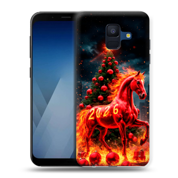 Силиконовый противоударный чехол на Samsung Galaxy A6 с принтом Новый год Силиконовый противоударный чехол на Samsung Galaxy A6 с принтом Новый год