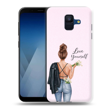 Силиконовый противоударный чехол на Samsung Galaxy A6 с принтом женский Силиконовый противоударный чехол на Samsung Galaxy A6 с принтом женский