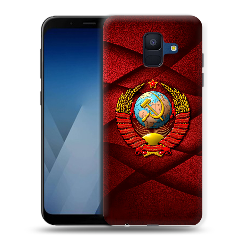 Силиконовый противоударный чехол на Samsung Galaxy A6 с принтом Герб СССР Силиконовый противоударный чехол на Samsung Galaxy A6 с принтом Герб СССР