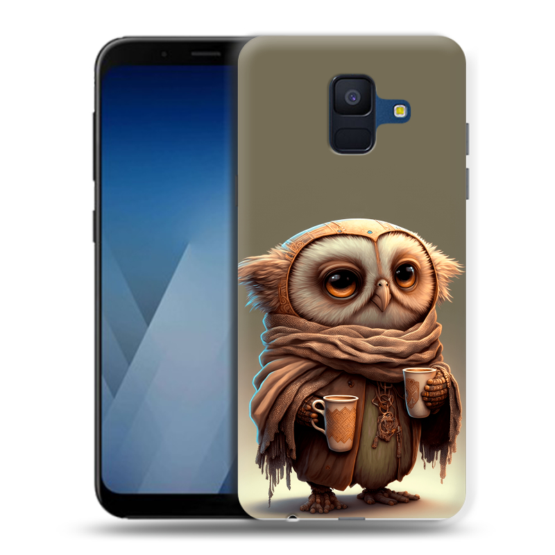 Силиконовый противоударный чехол на Samsung Galaxy A6 с принтом Сова Силиконовый противоударный чехол на Samsung Galaxy A6 с принтом Сова