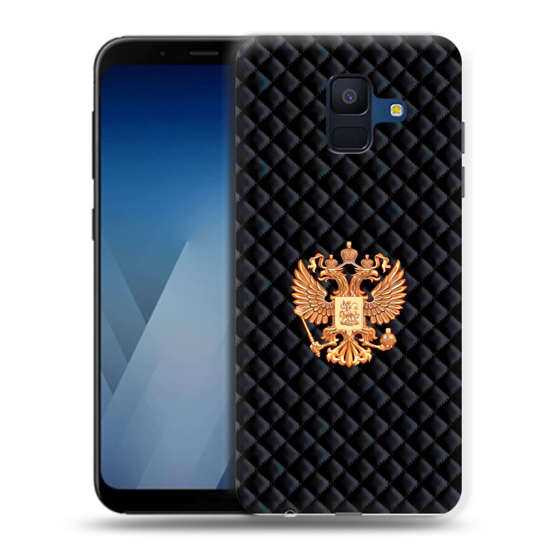 Силиконовый противоударный чехол на Samsung Galaxy A6 с принтом Герб России принт Силиконовый противоударный чехол на Samsung Galaxy A6 с принтом Герб России принт