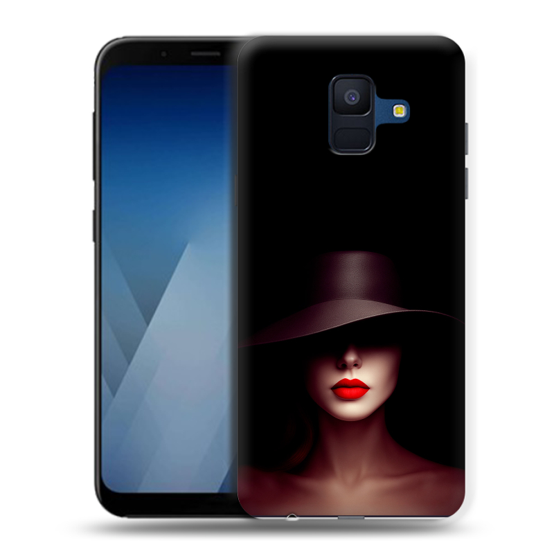Силиконовый противоударный чехол на Samsung Galaxy A6 с принтом Девушка в шляпе Силиконовый противоударный чехол на Samsung Galaxy A6 с принтом Девушка в шляпе