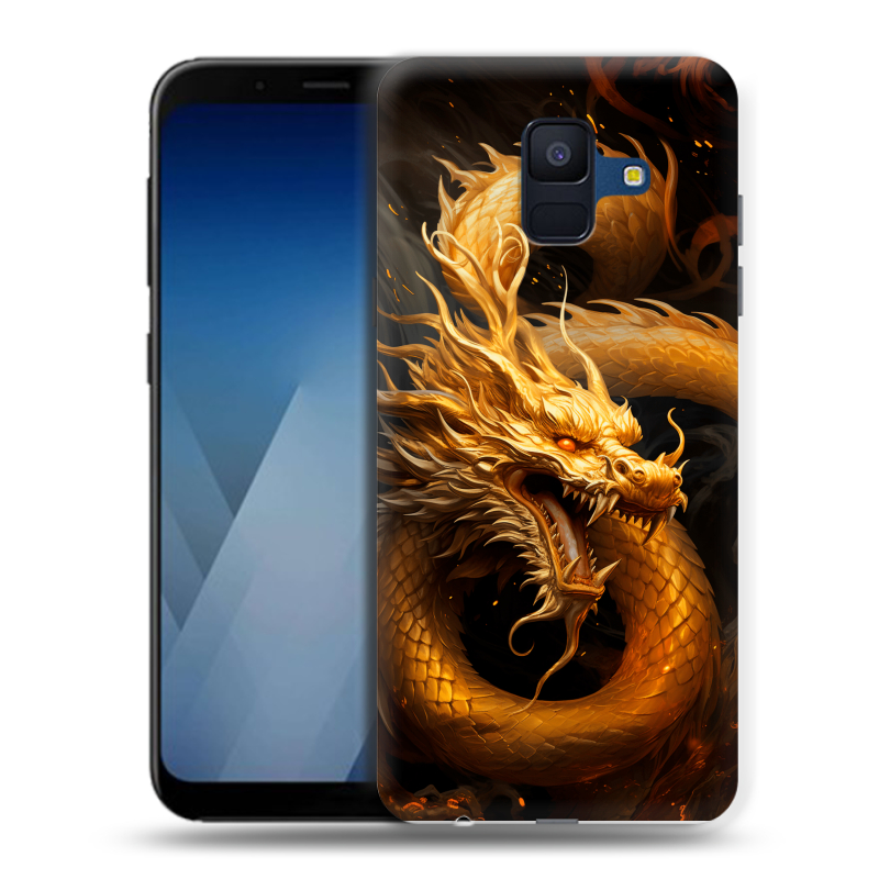 Пластиковый чехол на Samsung Galaxy A6 с принтом Золотой дракон Пластиковый чехол на Samsung Galaxy A6 с принтом Золотой дракон