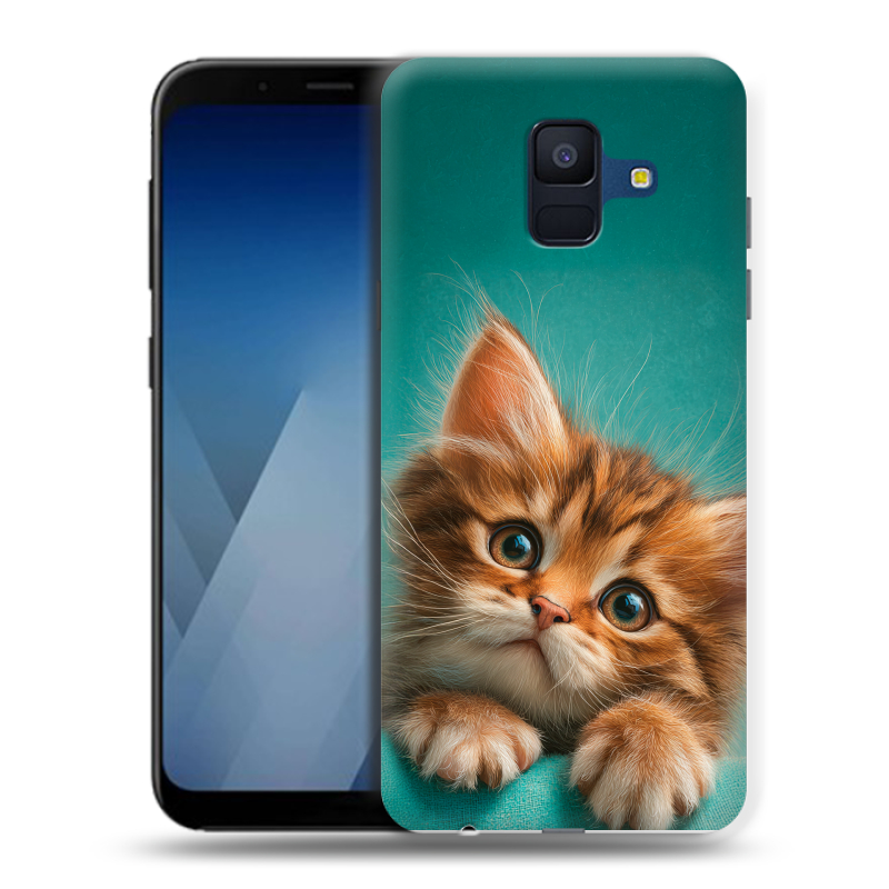 Силиконовый противоударный чехол на Samsung Galaxy A6 с принтом котенок Силиконовый противоударный чехол на Samsung Galaxy A6 с принтом котенок