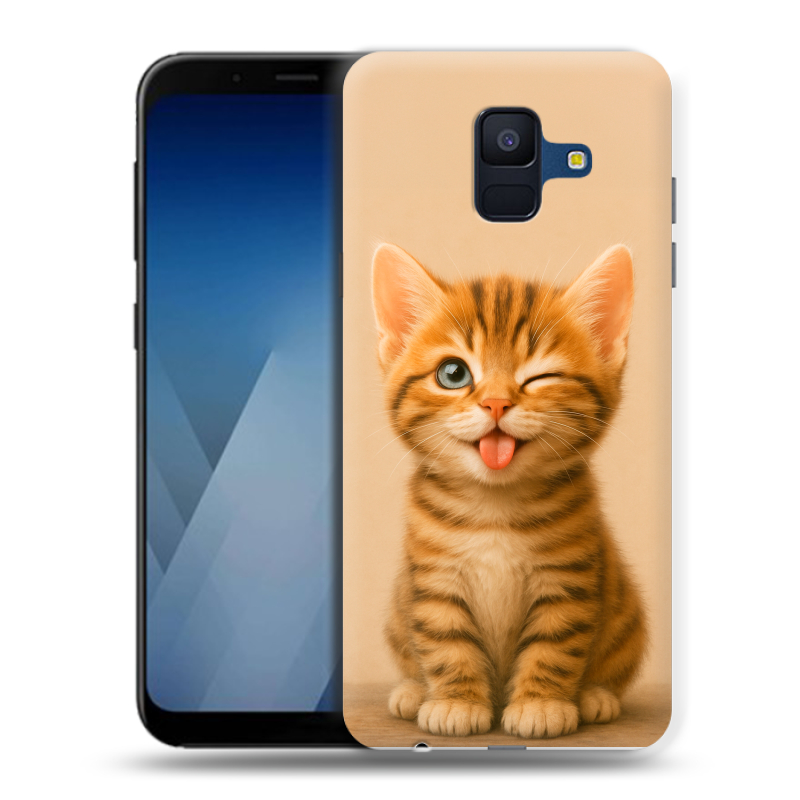 Силиконовый противоударный чехол на Samsung Galaxy A6 с принтом котенок Силиконовый противоударный чехол на Samsung Galaxy A6 с принтом котенок