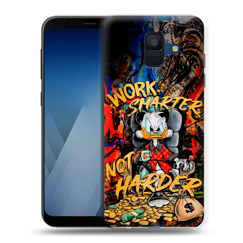 Силиконовый противоударный чехол на Samsung Galaxy A6 с принтом Дональд Дак Деньги Силиконовый противоударный чехол на Samsung Galaxy A6 с принтом Дональд Дак Деньги