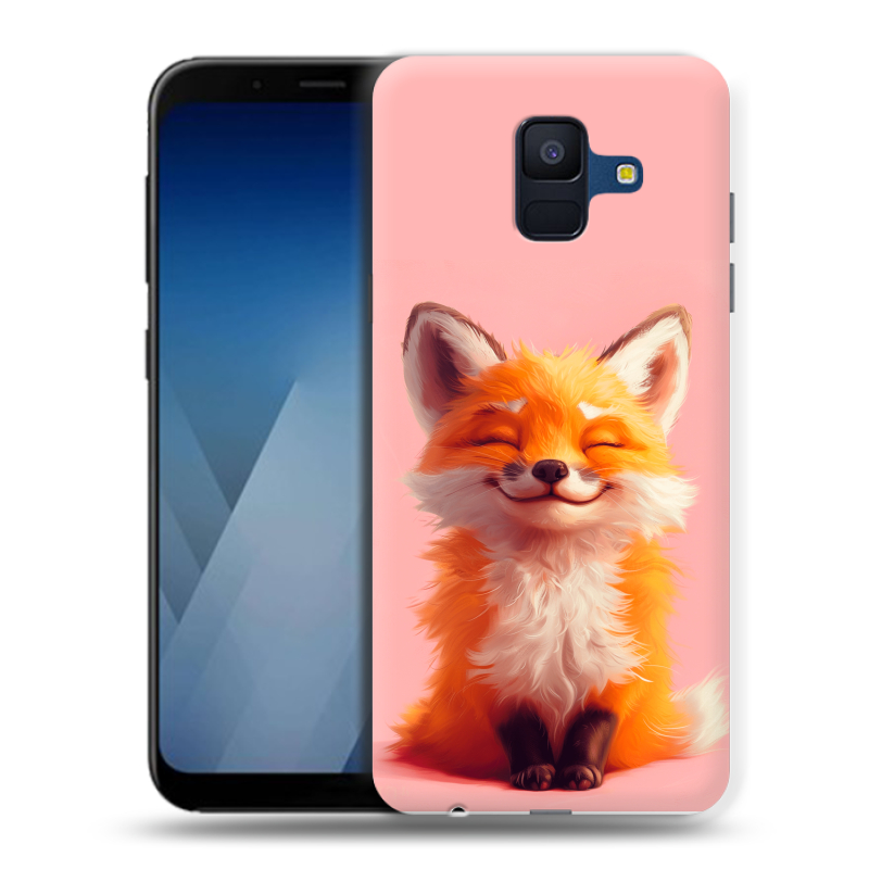 Силиконовый противоударный чехол на Samsung Galaxy A6 с принтом милая лиса Силиконовый противоударный чехол на Samsung Galaxy A6 с принтом милая лиса