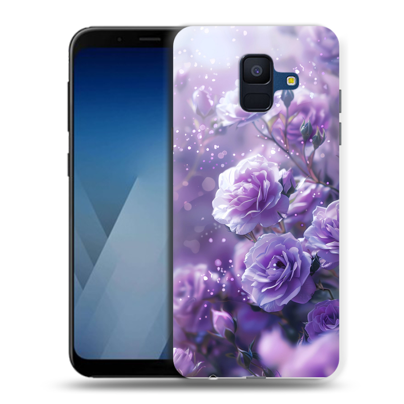 Силиконовый противоударный чехол на Samsung Galaxy A6 с принтом Розы цветы Силиконовый противоударный чехол на Samsung Galaxy A6 с принтом Розы цветы
