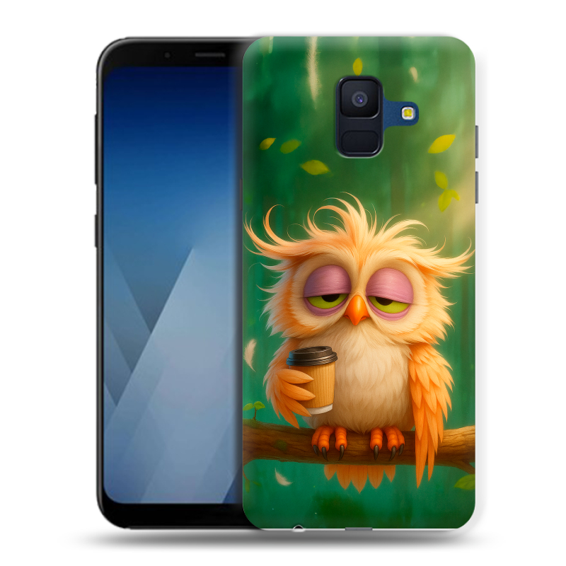 Силиконовый противоударный чехол на Samsung Galaxy A6 с принтом сова Силиконовый противоударный чехол на Samsung Galaxy A6 с принтом сова
