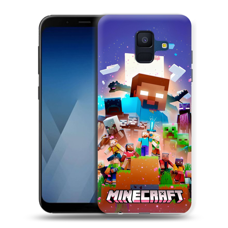 Силиконовый противоударный чехол на Samsung Galaxy A6 с принтом Майнкрафт Minecraft Силиконовый противоударный чехол на Samsung Galaxy A6 с принтом Майнкрафт Minecraft