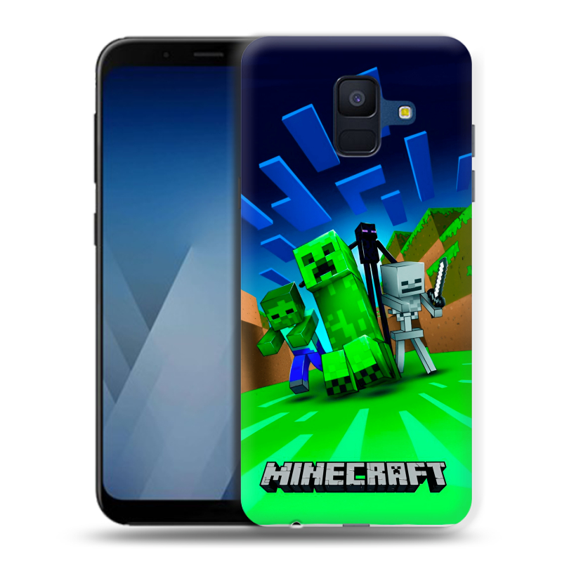 Пластиковый чехол на Samsung Galaxy A6 с принтом Майнкрафт Пластиковый чехол на Samsung Galaxy A6 с принтом Майнкрафт