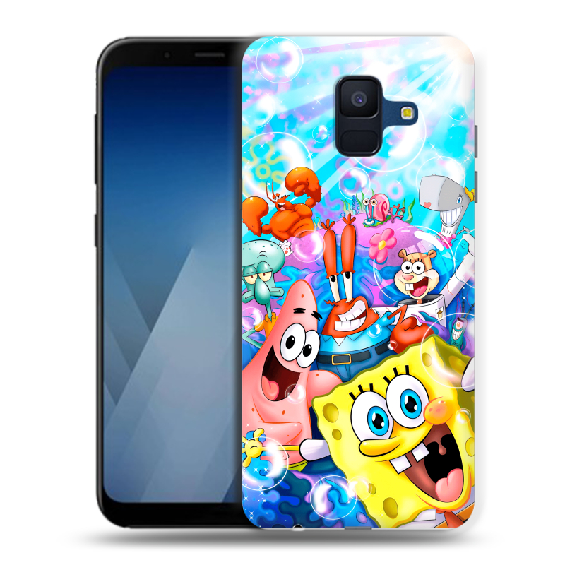 Силиконовый противоударный чехол на Samsung Galaxy A6 с принтом спанчбоб спанч боб Силиконовый противоударный чехол на Samsung Galaxy A6 с принтом спанчбоб спанч боб