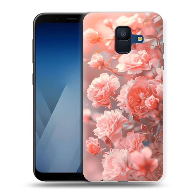 Силиконовый противоударный чехол на Samsung Galaxy A6 с принтом Розы цветы Силиконовый противоударный чехол на Samsung Galaxy A6 с принтом Розы цветы