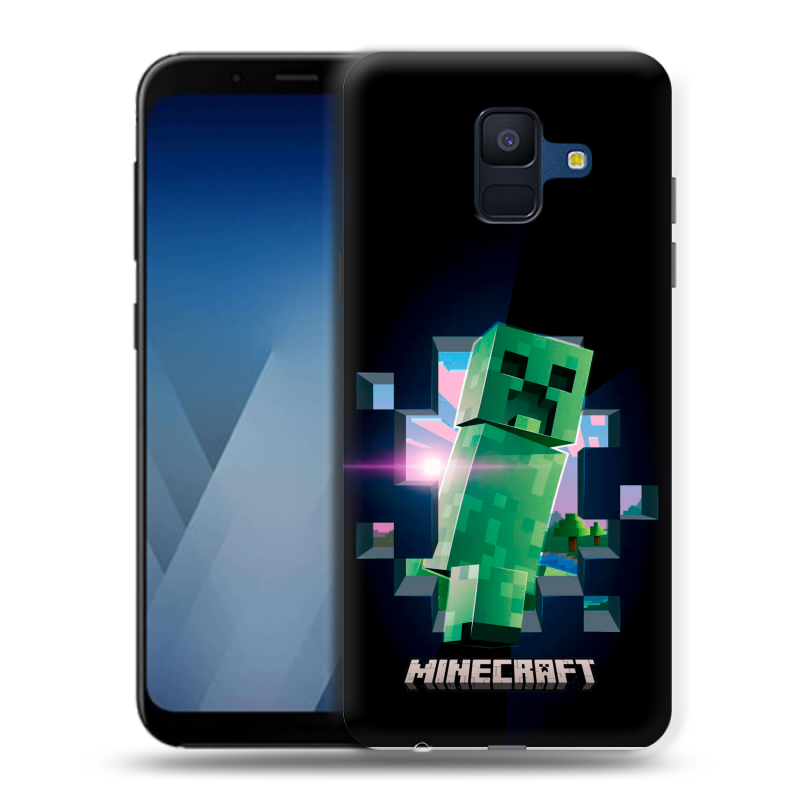 Силиконовый противоударный чехол на Samsung Galaxy A6 с принтом Майнкрафт Minecraft Силиконовый противоударный чехол на Samsung Galaxy A6 с принтом Майнкрафт Minecraft