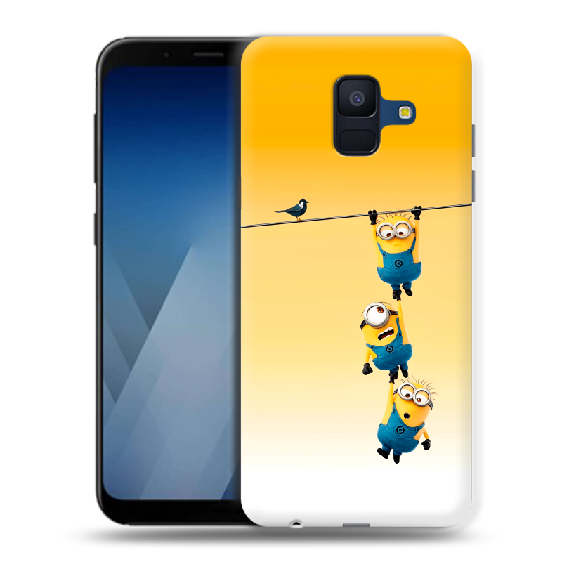 Силиконовый противоударный чехол на Samsung Galaxy A6 с принтом Миньоны Силиконовый противоударный чехол на Samsung Galaxy A6 с принтом Миньоны